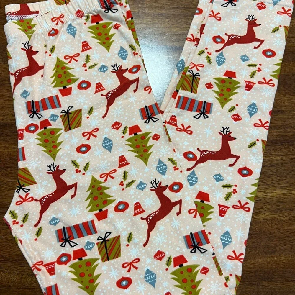 New Kids Girls 2 Pack Butter Soft Leggings Paris Holiday Christmas Sz Small 2-6 - Picture 2 of 2